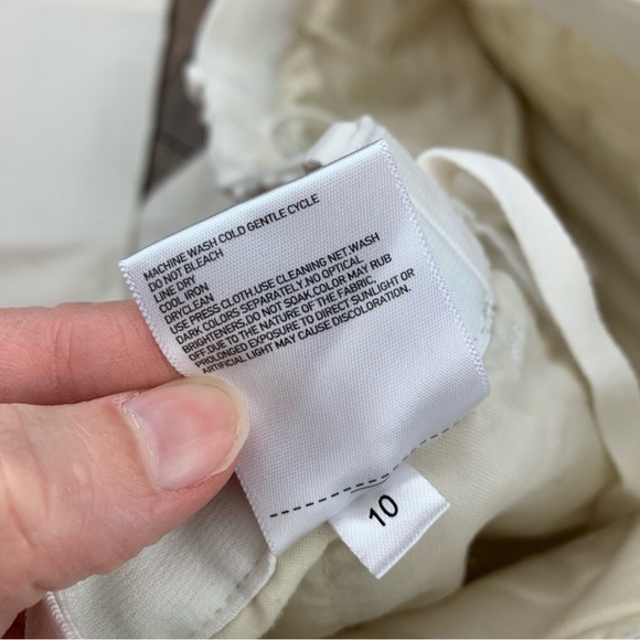 Uniqlo White Ribbed Straight Leg Mid Rise Pants - Picture 6 of 7